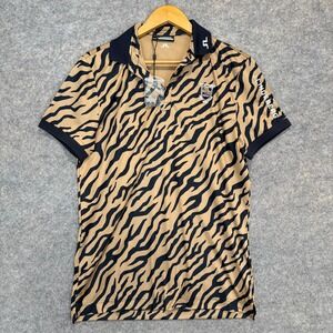 J. Lindeberg Tour Tech Polo Shirt Mens Medium North Berwick Leopard Slim Golf